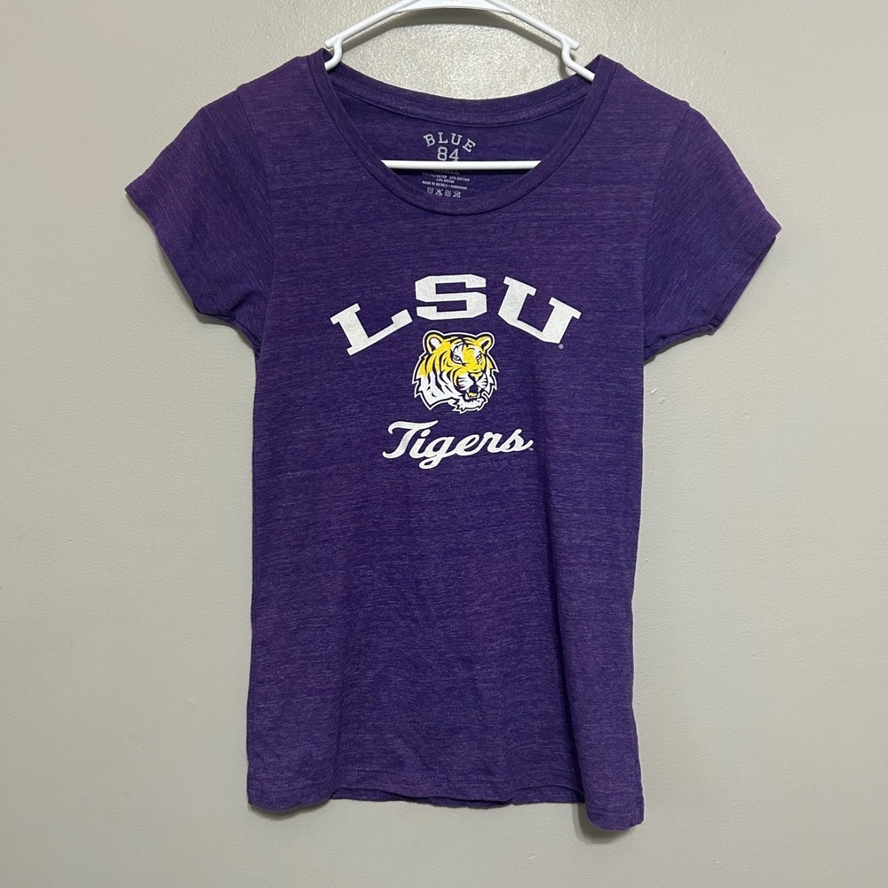 LSU Tigers Shirt Girls S 6/7 Purple Short Sleeve Casual Football NCAA Apparel